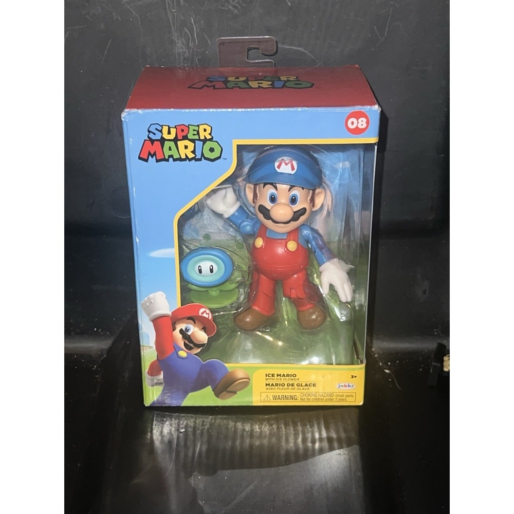Super Mario Bros. ICE MARIO w/ICE FLOWER Action Figure #08 Jakks Nintendo 4" New